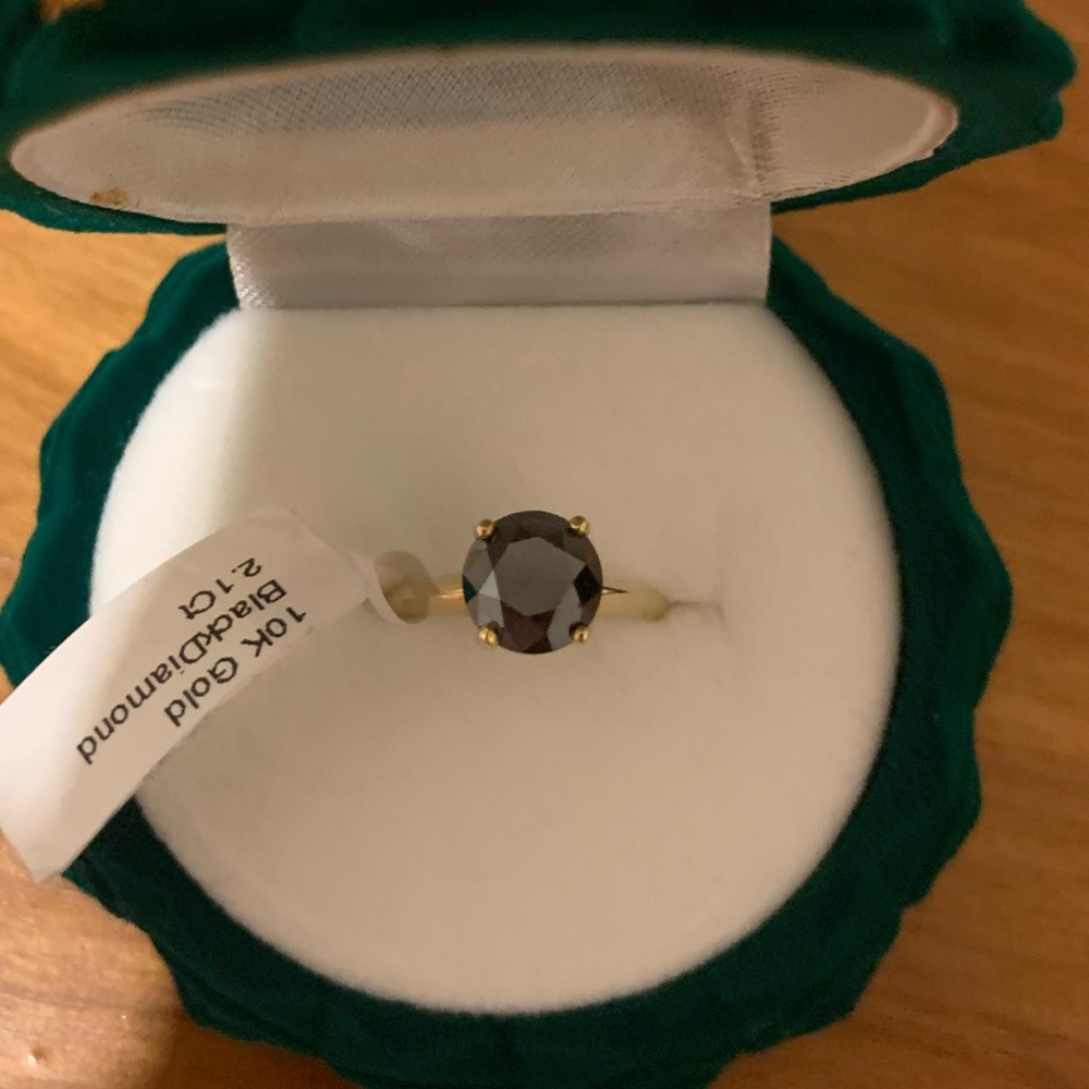 10k black Diamond yellow gold ring